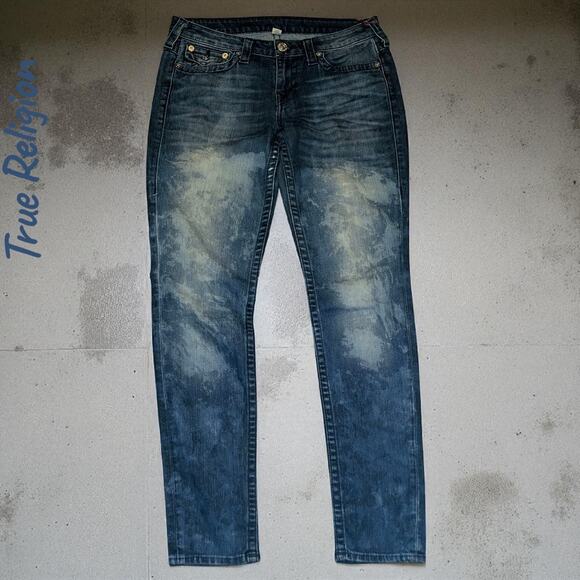 TRUE RELIGION Skinny Blue Jeans No Flap Pockets Y2K Denim Women Size 30 - Picture 2 of 9